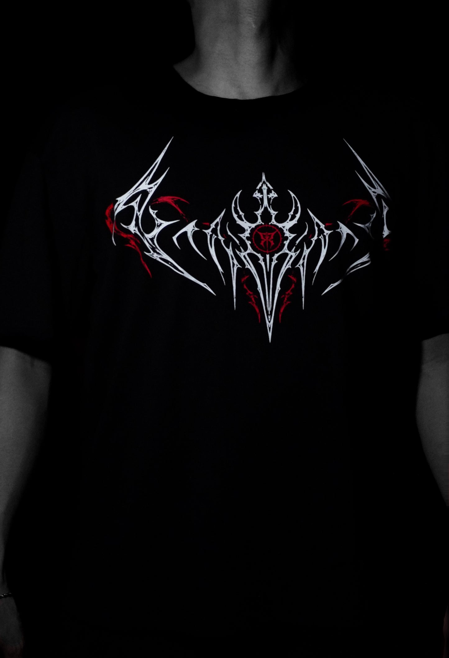 Netherblade Oversize Tee – Blood Ash