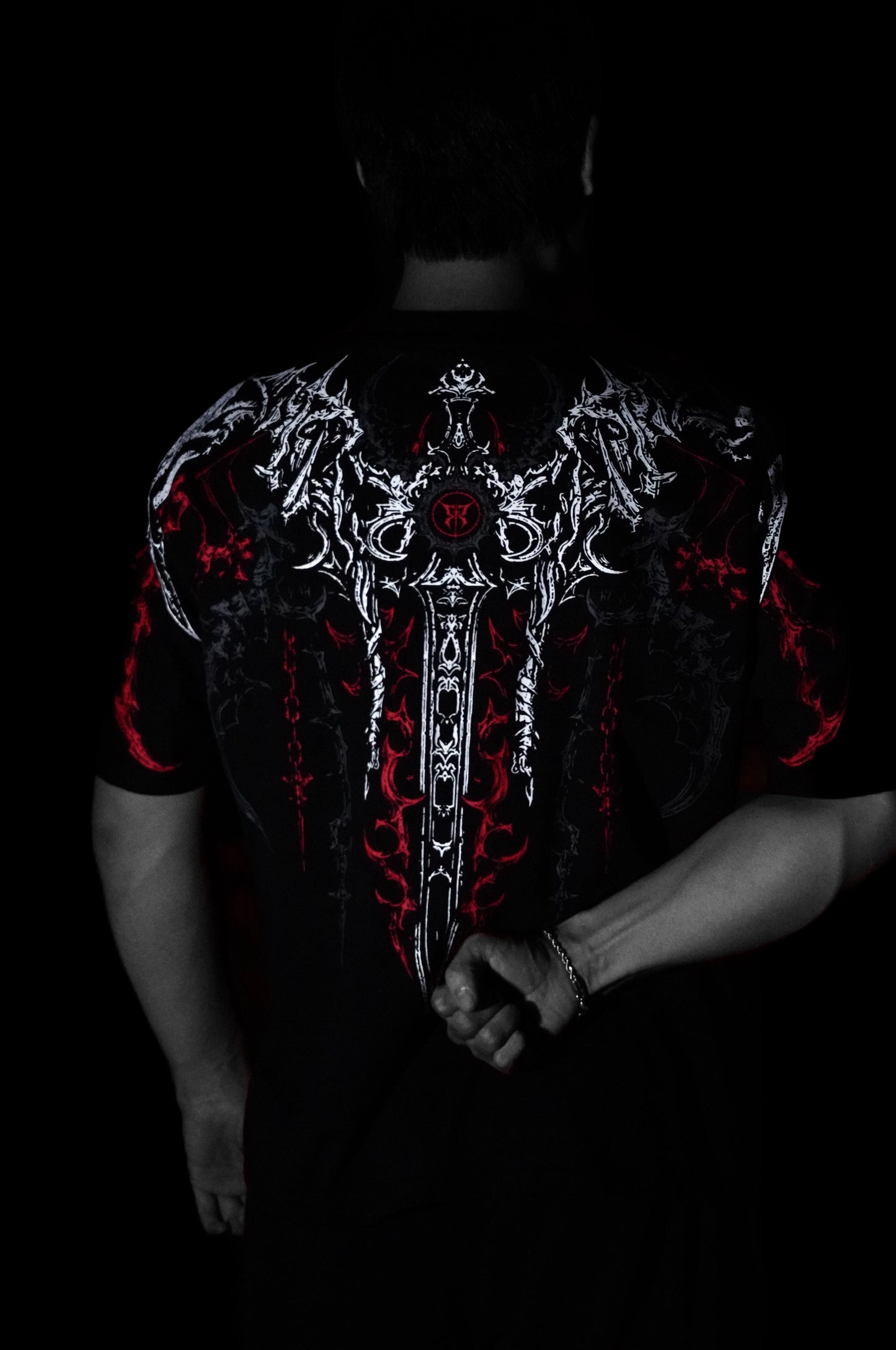 Netherblade Oversize Tee – Blood Ash
