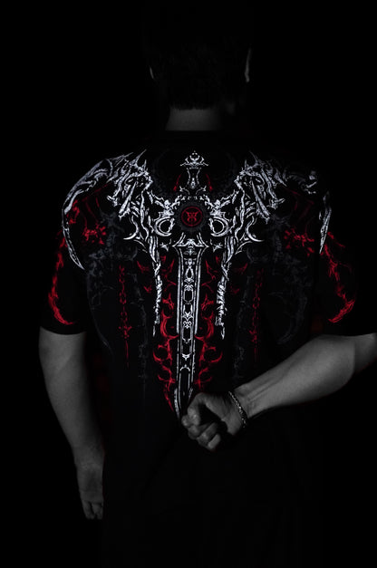 Netherblade Oversize Tee – Blood Ash
