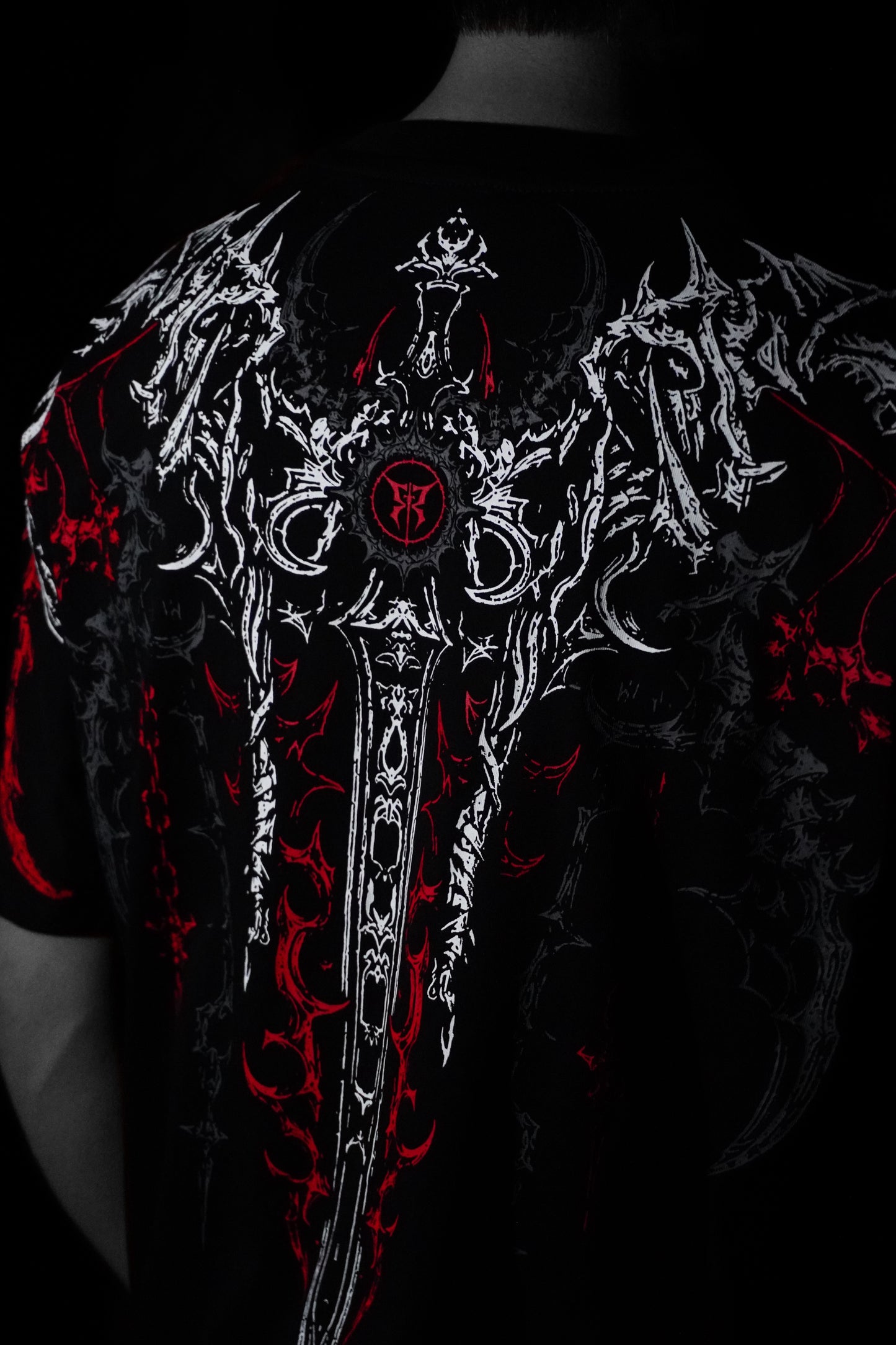 Netherblade Oversize Tee – Blood Ash