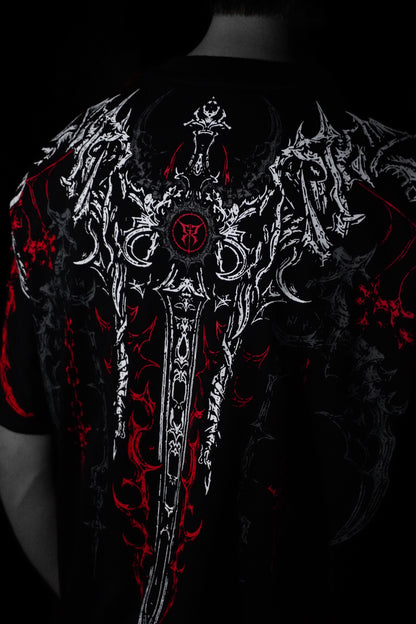 Netherblade Oversize Tee – Blood Ash