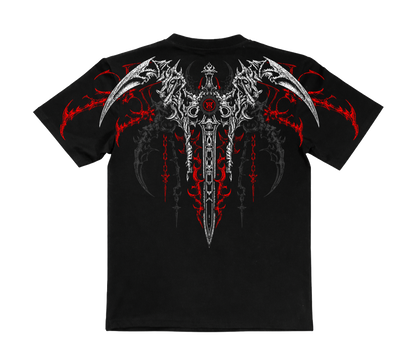 Netherblade Oversize Tee – Blood Ash