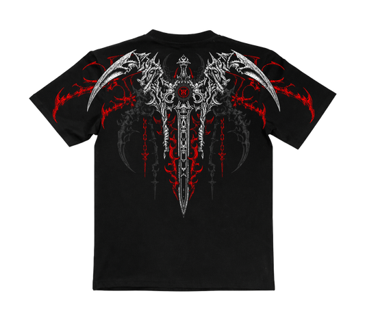 Netherblade Oversize Tee – Blood Ash